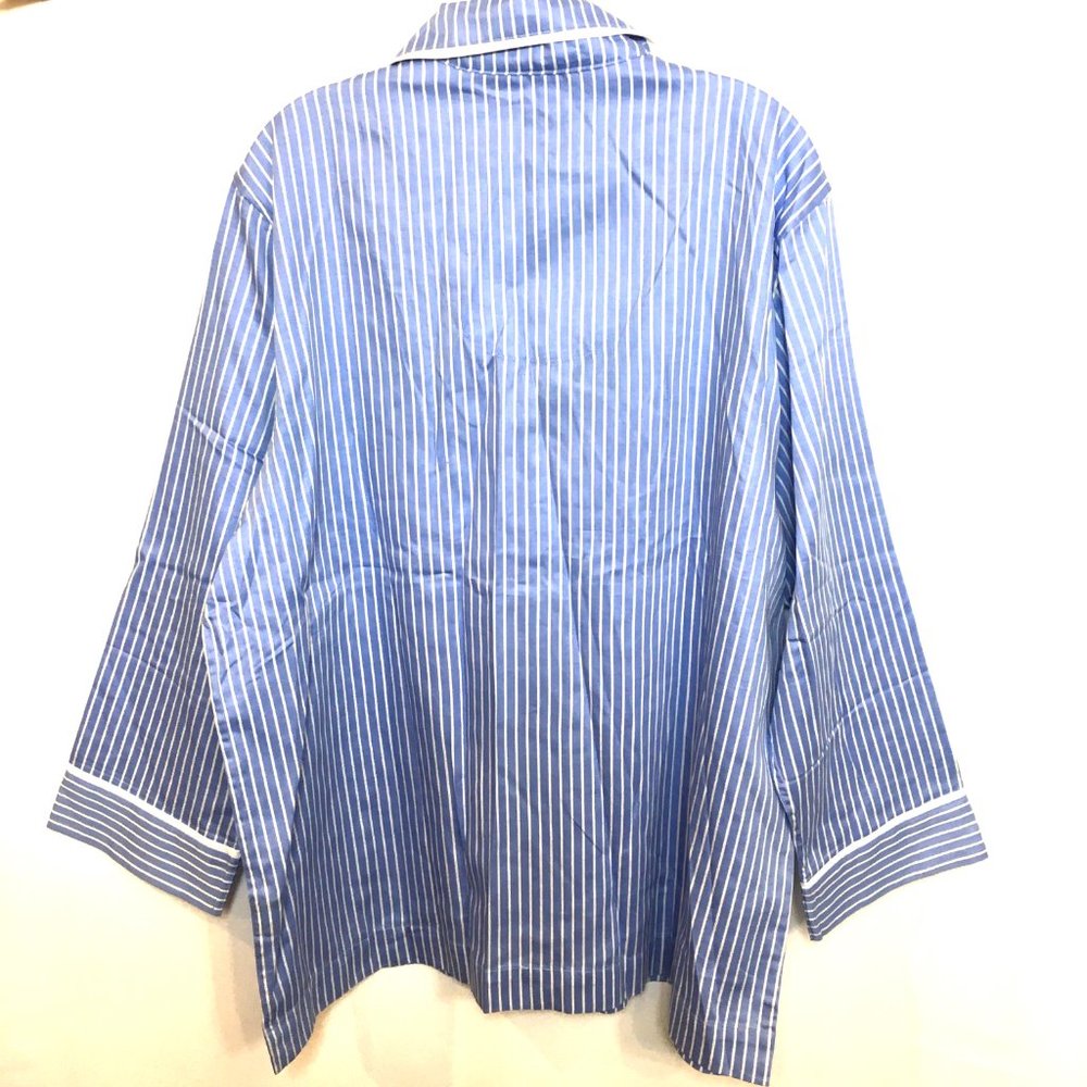 American Living Blue & White Striped Cotton Pajama Set with Contrast Piping - Picture 7 of 11